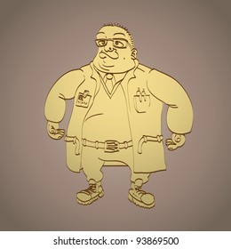 strong man standing scientist - illustration
