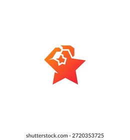 Hombre fuerte y estrella idea de logotipo.