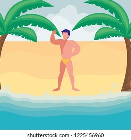 strong man with swimsuit