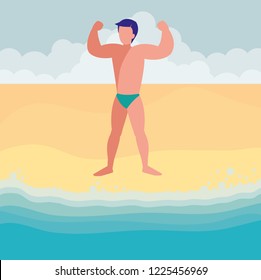strong man with swimsuit