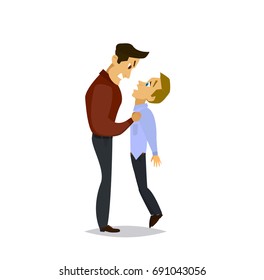A strong man weak reservoi threatening.Vector illustration in a flat style.