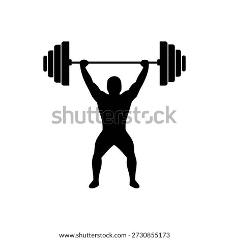 Strong man weightlifting icon for strength training and bodybuilding