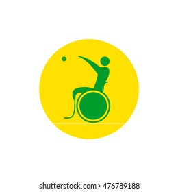 A strong man in a wheelchair playing Bocce. Disabled person playing bocce.Vector illustration