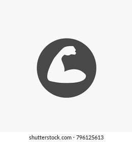 Strong man's arm vector icon for weight lift body building and exercise vector icon