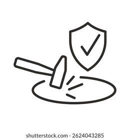 strong material icon, durable surface, properties protection from the blow, thin line vector illustration