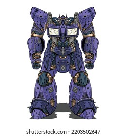 robot mecha fuerte construido por cabeza brazo brazo brazo arma ilustración premium vector