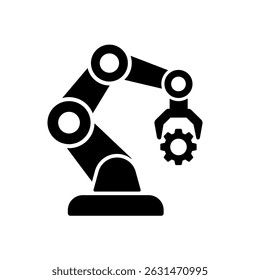 Strong mechanical arm icon grasping gear used in automation systems