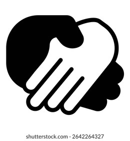Strong men handshake solid icon, design recruitment concept. Vector graphics. Handshake of two hands, success deal sign on white background, style mobile or design