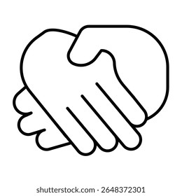 Strong men handshake thin line icon, design recruitment concept. Vector graphics. Handshake of two hands, success deal sign on white background, style mobile or design