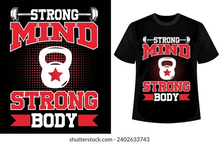 Diseño fuerte de camisetas corporales. Diseño de camisetas de fitness.