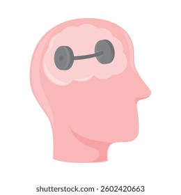 strong mind with a dumbbell inside the head