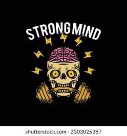 Strong mind tee graphic vectors.