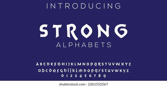 FUERTE Letra minimal alfabeto creativo moderno. Tipografía con punto regular y número. conjunto de fuentes de estilo minimalista. ilustración vectorial