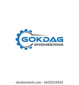 Strong and modern "Gokdag Engineering" logo featuring gears, buildings, or abstract tech elements. Ideal for construction, industrial, or engineering firms seeking bold identity.

