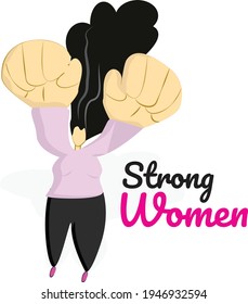 Strong Mom In Flat Design. Super Women Vector Illustration