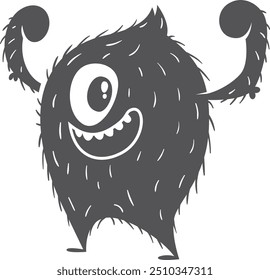 Strong monster. Funny alien creature. Yeti mascot