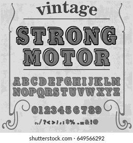 strong motor script handcrafted vector calligraphy font typeface,vector,labels,illustration,letters,grunge,graphics,banners,vintage in design with decoration