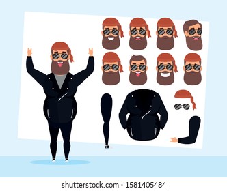 strong motorcyclist man with set faces character vector illustration design