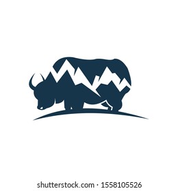 strong mountain buffalo vector design