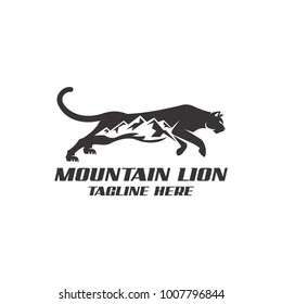 Strong mountain lion with negative space concept