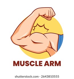 Strong Muscle Arm Flexing Vector Illustration for Fitness and Workout Concept