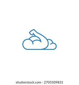 Strong muscle cloud logo design.