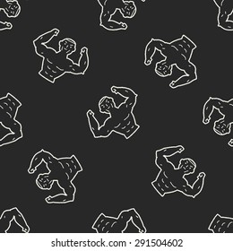 Strong muscle doodle seamless pattern background