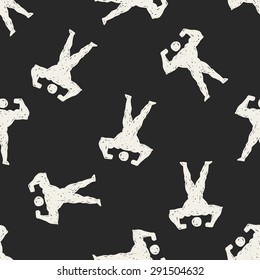 Strong muscle doodle seamless pattern background