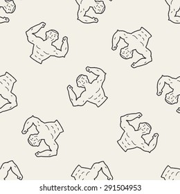 Strong muscle doodle seamless pattern background