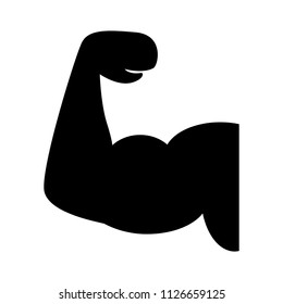 strong muscle. vector arm illustration isolated, body strength. hand exercise - gym