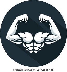 Strong Muscles Icon, Fitness and Strength Logo Vector Illustration 