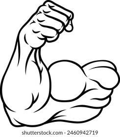 A strong muscular arm flexing its bicep muscle cartoon icon design illustration