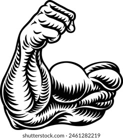 A strong muscular arm flexing its bicep muscle cartoon icon design illustration