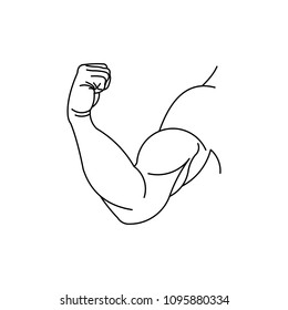 Strong muscular arms vector icon, storng hand logo