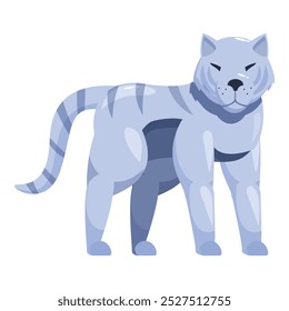 Strong muscular blue tiger standing and looking ahead
