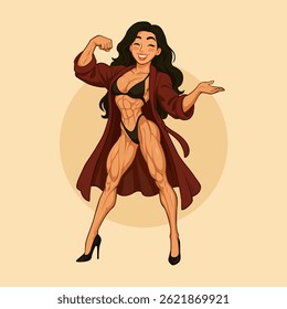Strong and Muscular Female Bodybuilder Posing