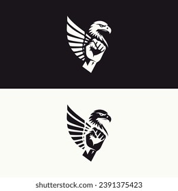 Strong Muscular fist with eagle wings, Egale and Fist concept