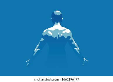 Starker muskulöser Mann zurück Vektorillustration Illustration, Bodybuilder Sportler, Kraft und Gesundheit Lifestyle.