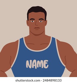Strong muscular man, bodybuilder. Vector illustration