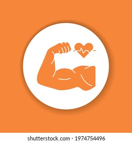 Strong muscular mens hand glyph icon. Health care lifestyle. Sign for web page, mobile app, button, logo