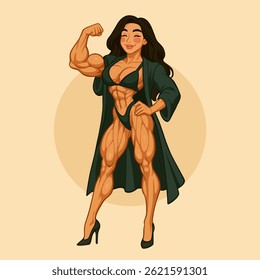 Strong and Muscular Woman in Bikini Posing