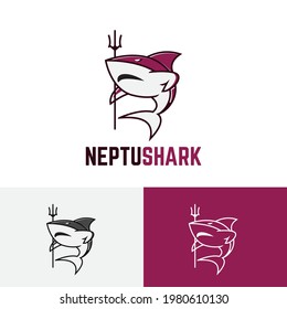 Starkes Trident-Logo für Neptun-Haifischfisch