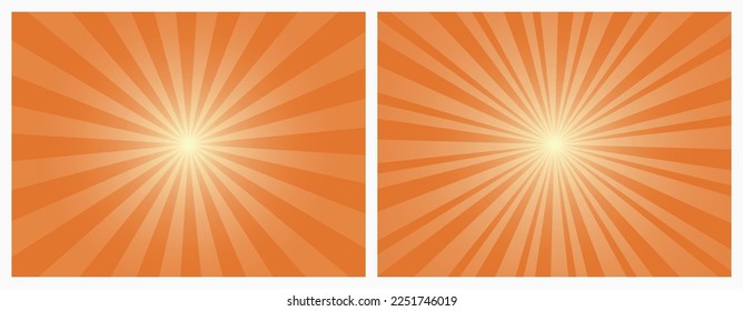 Strong Orange Sunburst Background. Ray backdrop with orange radial line.
