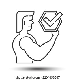 Strong outline icon, healthy and healtcare concept 128x128 pixel perfect icon, editable stroke on the white background for website UI media, mobile application, poster design