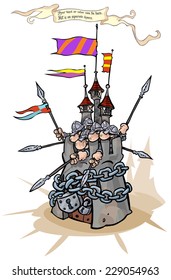  Strong padlocked fortress with defenders. All is on separated layers.