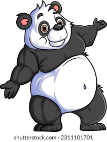 Strong panda cartoon posing mascot character of illustration