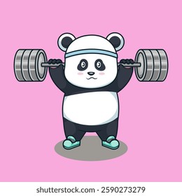 Strong Panda: Cute Panda Lifting Weights