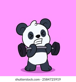 Strong Panda Lifting Dumbbells – Cute Fitness Animal Illustration