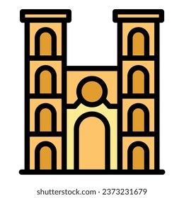 Strong paris house icon outline vector. Opera landmark. Travel tower color flat