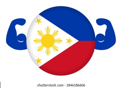 Strong Philippine image illustration (circular Philippine flag and bicep)